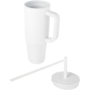 Logo trade promotional products image of: Brady 900 ml RCS certified insulated tumbler with silicone straw