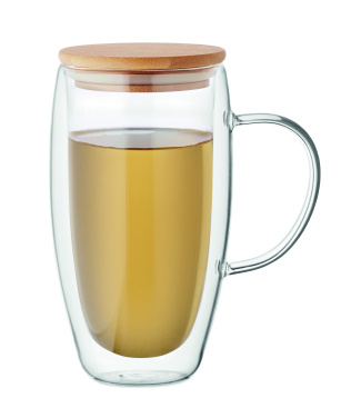 Logo trade business gift photo of: Double wall glass mug 450ml