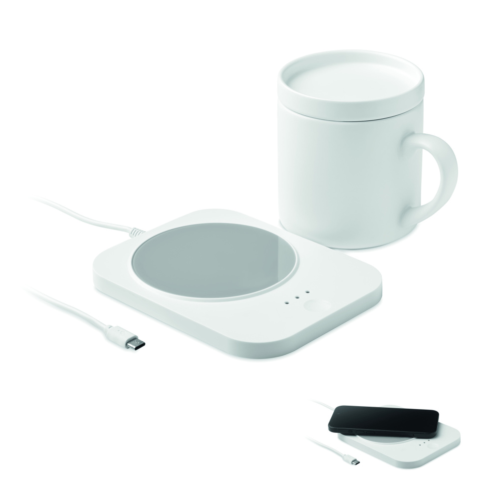 Logotrade promotional product picture of: Wireless charger mug warmer set