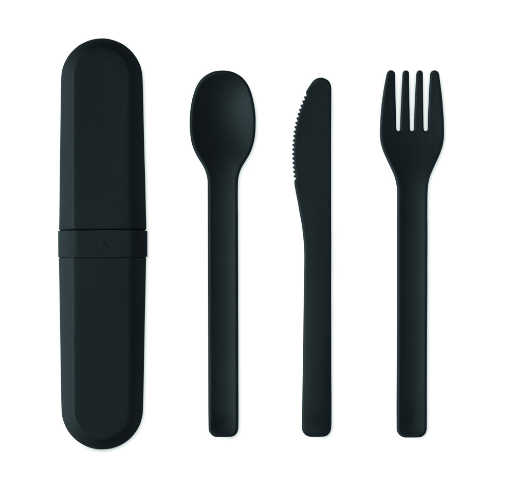 Logo trade promotional merchandise photo of: Cutlery set and case in PLA