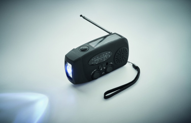 Logo trade advertising products image of: Portable radio with LED torch