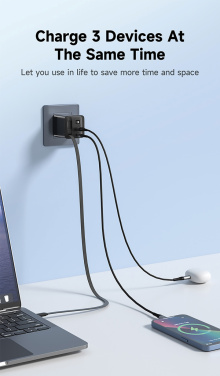 Logotrade promotional item image of: Urban Vitamin Mendocino 65W GaN charger retractable cable