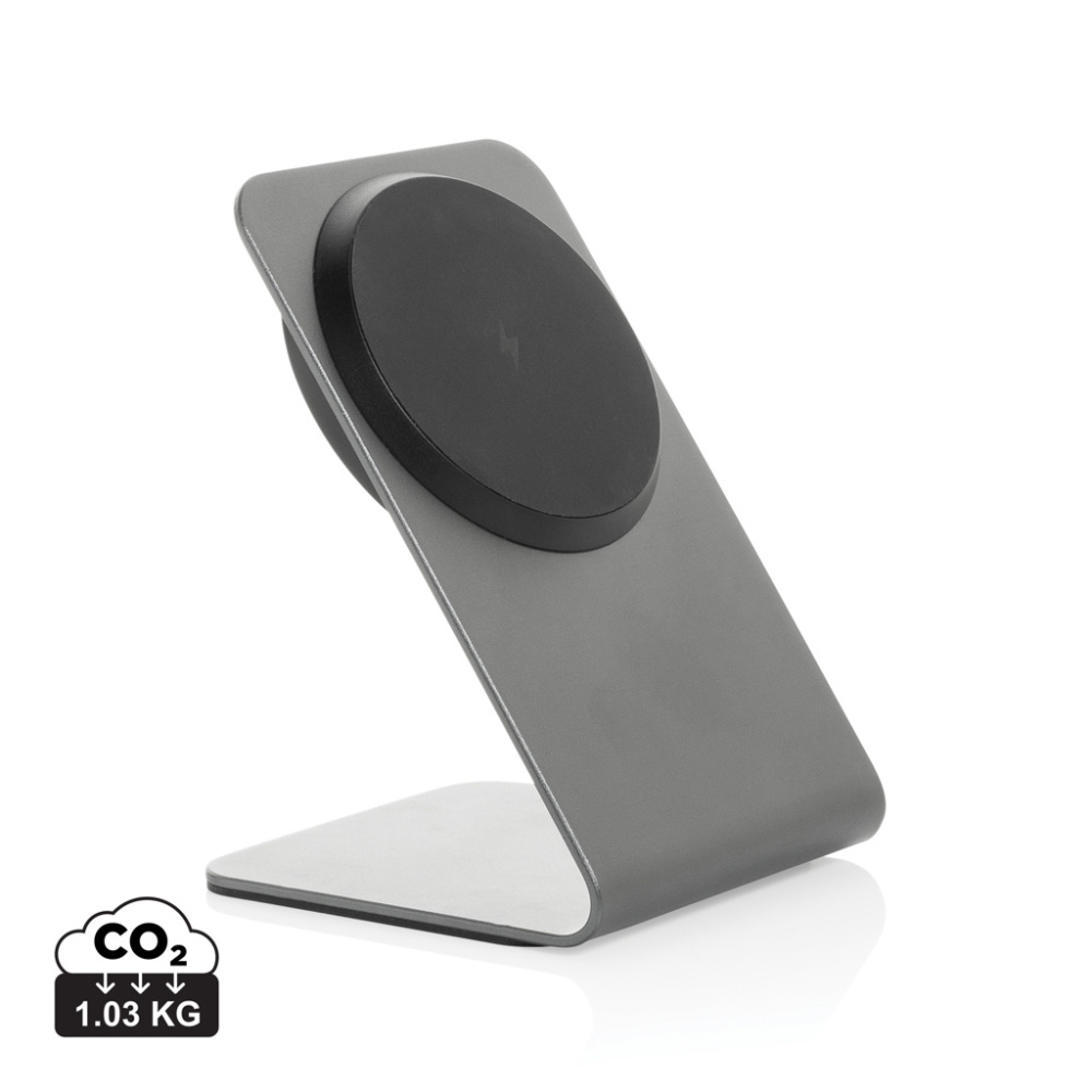 Logo trade corporate gifts picture of: Terra aluminium 15W magnetic wireless charging phone stand