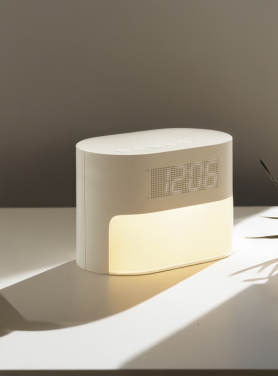 Logo trade promotional products picture of: LumaRise RCS reycled plastic white noise alarm clock