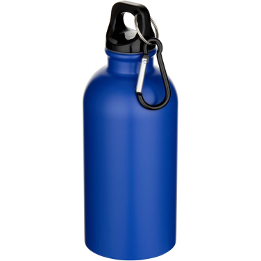 Logotrade promotional product image of: Oregon 400 ml matte RCS recycled single wall stainless steel water bottle with carabiner