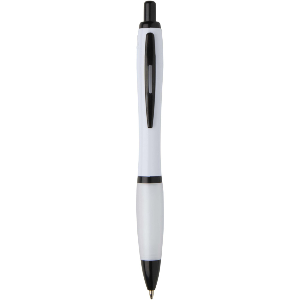 Logo trade promotional giveaway photo of: Nash recycled plastic ballpoint pen with black trims (black ink)