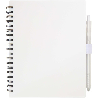 Logo trade promotional products picture of: Niove recycled plastic soft cover notebook and ballpoint pen set (blue ink)