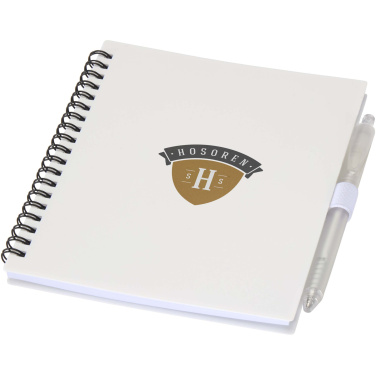 Logotrade promotional gift picture of: Niove recycled plastic soft cover notebook and ballpoint pen set (blue ink)