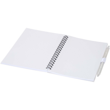 Logo trade promotional merchandise picture of: Niove recycled plastic soft cover notebook and ballpoint pen set (blue ink)