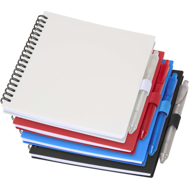 Logotrade business gift image of: Niove recycled plastic soft cover notebook and ballpoint pen set (blue ink)