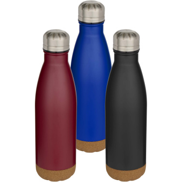 Logo trade promotional merchandise photo of: Cove 500 ml double wall vacuum insulated stainless steel water bottle with cork details