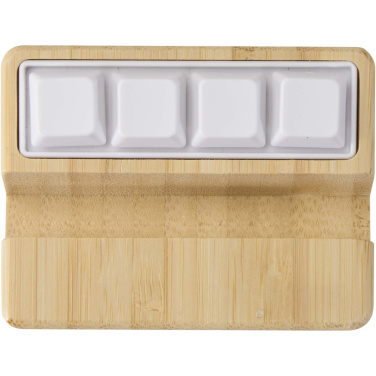 Logotrade corporate gift image of: Algol recycled plastic phone stand and fidget toy with bamboo details