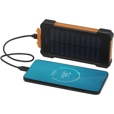 Logotrade advertising products photo of: Altair 5000 mAh 10W recycled plastic rugged solar power bank with built-in torch
