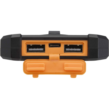 Logo trade promotional merchandise picture of: Altair 5000 mAh 10W recycled plastic rugged solar power bank with built-in torch