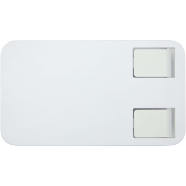 Logo trade advertising product photo of: Alhena recycled plastic foldeable phone holder with metal desk stand