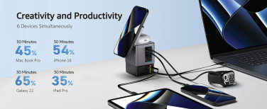 Logo trade advertising products image of: Urban Vitamin Sacramento 105W GAN charger+retractable cables