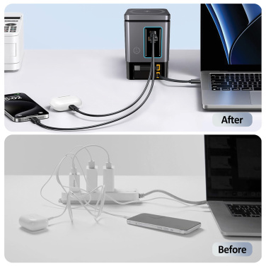 Logo trade corporate gifts image of: Urban Vitamin Sacramento 105W GAN charger+retractable cables