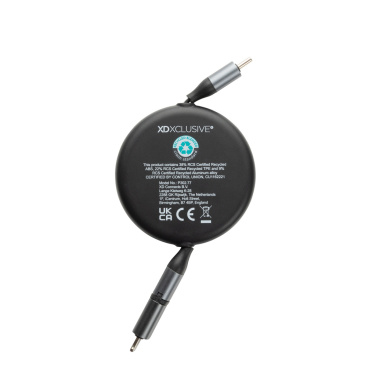 Logo trade advertising product photo of: Terra RCS recycled aluminium retractable 240W 2-in-1 cable