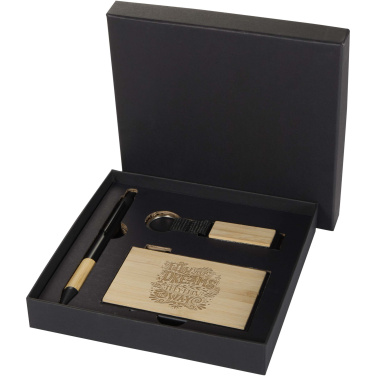 Logotrade advertising products photo of: Minka RCS recycled aluminium ballpoint pen, keychain and RFID card holder gift set