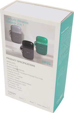 Logotrade promotional merchandise picture of: Bluetooth Speaker HF01 with Built-in Earbuds 2 in 1