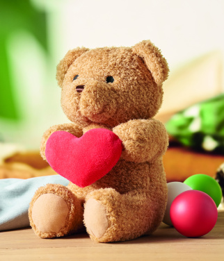 Logo trade promotional giveaways image of: Teddy bear with heart 23cm