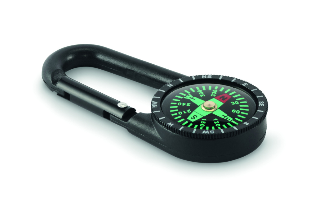 Logo trade promotional merchandise photo of: Outdoor compass with carabiner