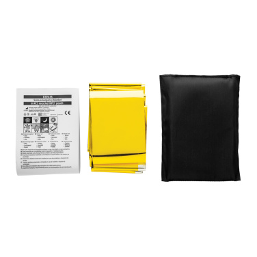 Logo trade promotional merchandise image of: Solra emergency blanket in RCS recycled RPET pouch
