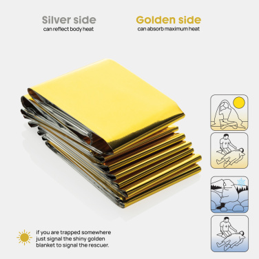 Logotrade promotional product image of: Solra emergency blanket in RCS recycled RPET pouch