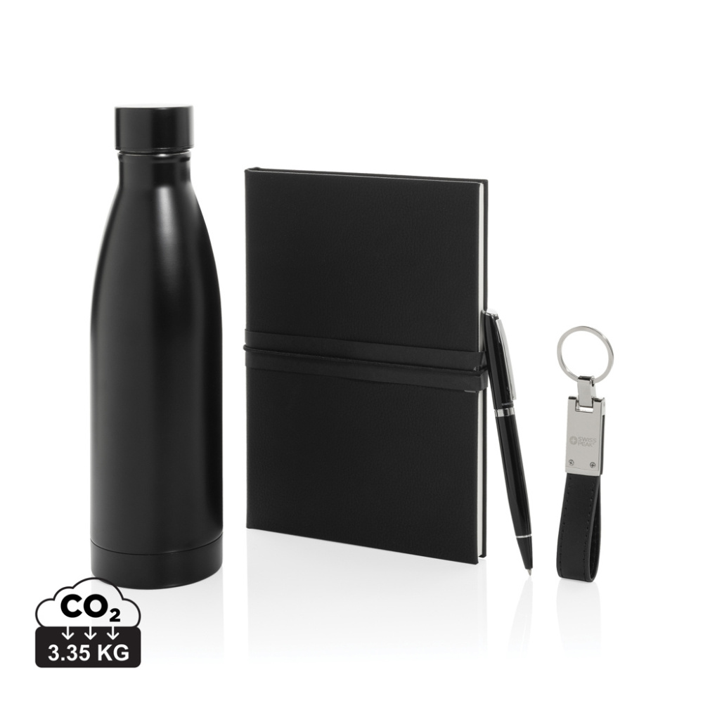 Logo trade advertising products image of: Swiss Peak RCS deluxe business gift set w/ water bottle