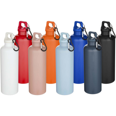Logo trade promotional products image of: Oregon 750 ml solid colour RCS recycled plastic water bottle with carabiner