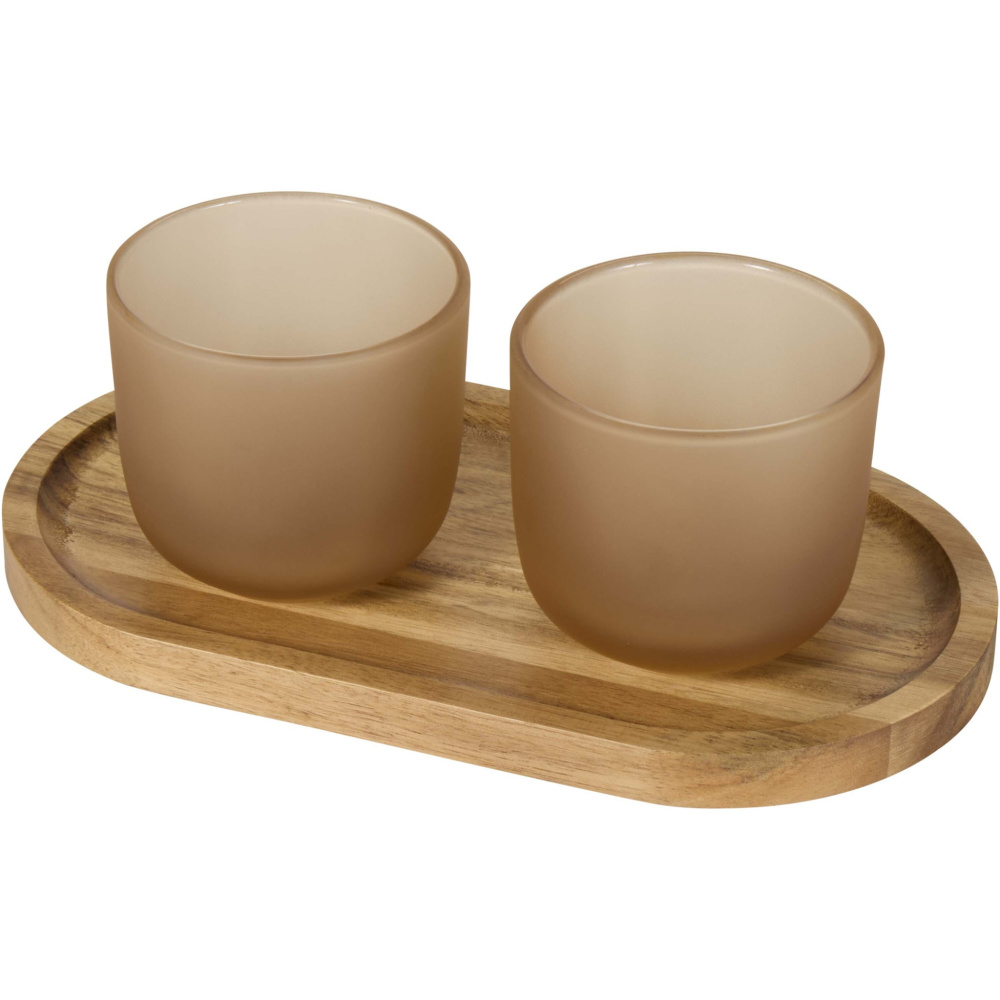 Logo trade promotional items picture of: Male wooden serving tray and glass cups set