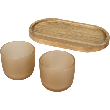 Logo trade advertising product photo of: Male wooden serving tray and glass cups set