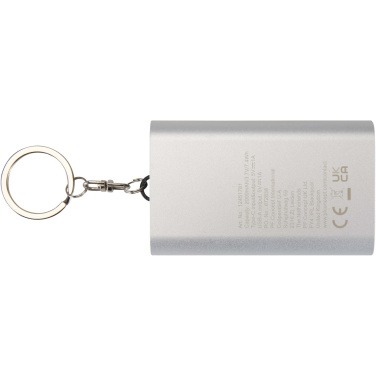 Logo trade corporate gifts image of: Arcturus 2000 mAh recycled aluminium power bank with keychain