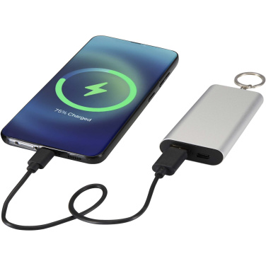 Logo trade promotional giveaway photo of: Arcturus 2000 mAh recycled aluminium power bank with keychain