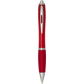Nash RCS recycled plastic ballpoint pen with coloured barrel and grip (blue ink), Red