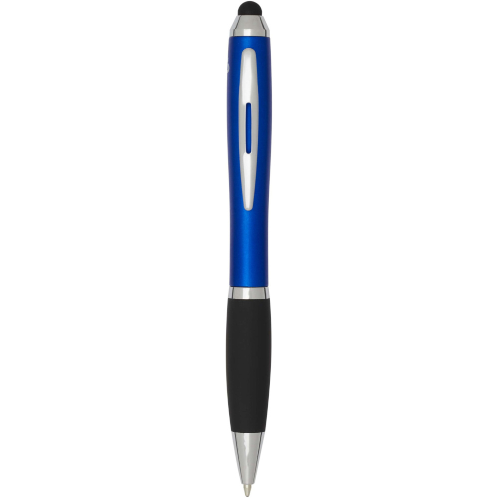 Logo trade promotional item photo of: Nash RCS recycled plastic stylus ballpoint pen with coloured barrel and black grip (black ink)