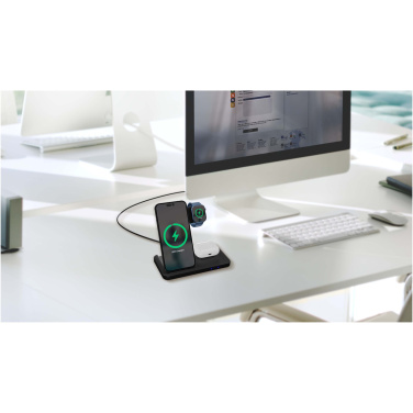 Logotrade promotional merchandise photo of: SCX.design W28 3-in-1 wireless charging base with phone stand