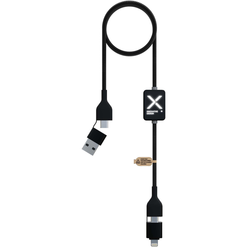 Logo trade promotional giveaways image of: SCX.design C32 60W switch charging cable with light-up logo