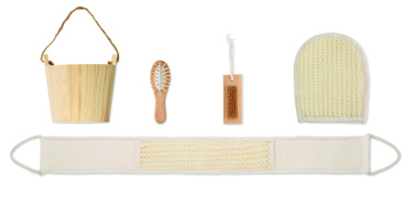 Logo trade corporate gifts image of: Bath gift set in wooden bucket