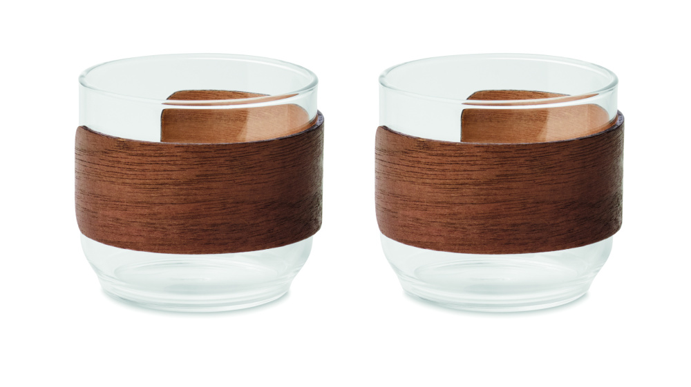 Logo trade advertising products image of: Coffee glass set walnut grip