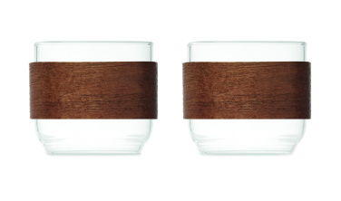 Logo trade corporate gifts picture of: Coffee glass set walnut grip