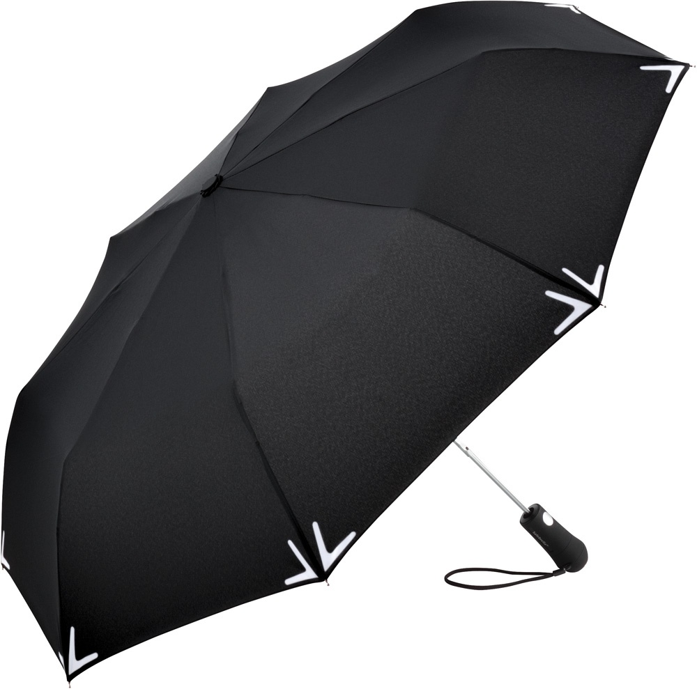 Logotrade reklaamkingitused pilt: Helkuräärisega AC Safebrella® LED minivihmavari 5571, must