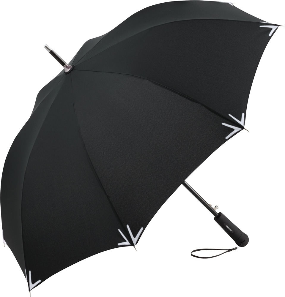 Logotrade ärikingi foto: Helkurribaga vihmavari AC regular Safebrella® LED, 7571, must