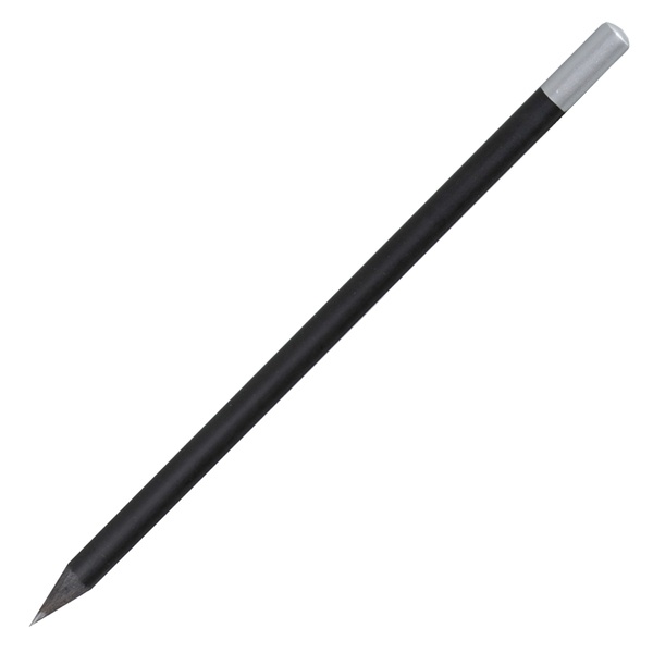 Logotrade ärikingi foto: Puidust harilik pliiats hõbedase otsaga, must