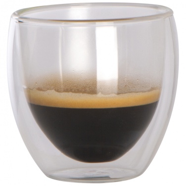 Logo trade meened foto: Kahekordsest klaasist espressotass, läbipaistev