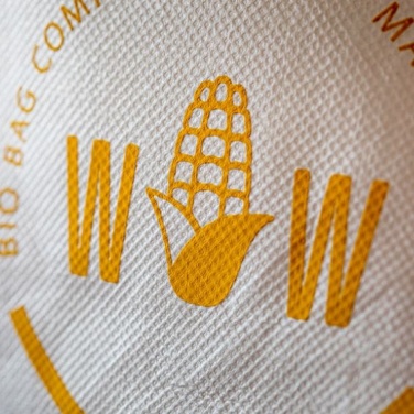 Logo trade reklaamkingid foto: Seljakott maisitärklisest, valge