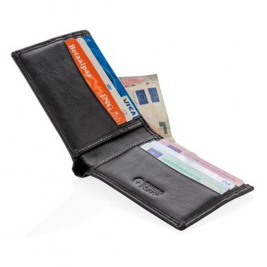 Logotrade ärikingi foto: RFID-kaitsega rahakott, must koos personaalse nime ja pakendiga