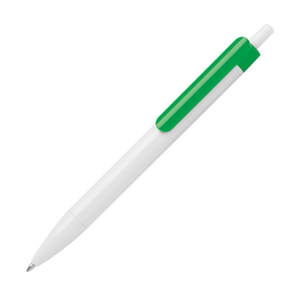 Logo trade ärikingituse pilt: Värvilise klipiga pastapliiats, roheline