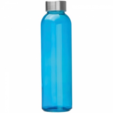 Logo trade meened foto: Klaasist joogipudel koos trükiga, sinine