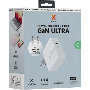 Logo trade ärikingi pilt: Xtorm XVC2067 GaN Ultra 67W reisilaadija 100W USB-C PD-kaabliga